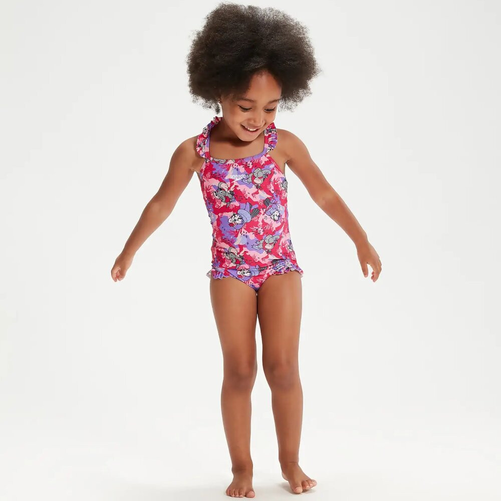Product Image 2 - SPEEDO TOTS ECO ENDURAFLEX FRILL THIN STRAP SWIMSUIT - PINK CHARACTER PRNT