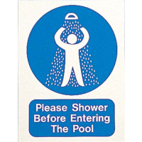 PLEASE SHOWER BEFORE ENTERING THE POOL SIGN