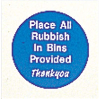 PLACE ALL RUBBISH IN BINS PROVIDED SIGN