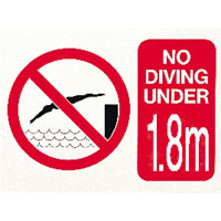 NO DIVING UNDER 1.8m SIGN