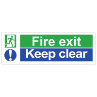 FIRE EXIT KEEP CLEAR SIGN (450 x 150mm)