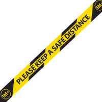 SELF-ADHESIVE TAPE - "PLEASE KEEP A SAFE DISTANCE 1M+"