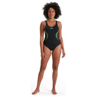 SPEEDO ECO ENDURANCE+ PLACEMENT MUSCLEBACK SWIMSUIT - BLACK/LIME