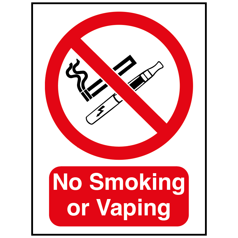 No Smoking Or Vaping Sign Signs Displays Posters J P Lennard Ltd